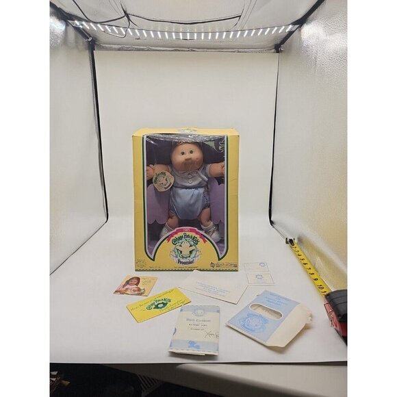 VINTAGE 1985 CABBAGE PATCH KIDS PREEMIE BABY BOY DOLL IN BOX RUPERT W/ Papers